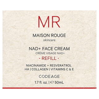 Codeage, Maison Rouge，NAD+ 面霜，補充裝，1.7 液量盎司（50 毫升）