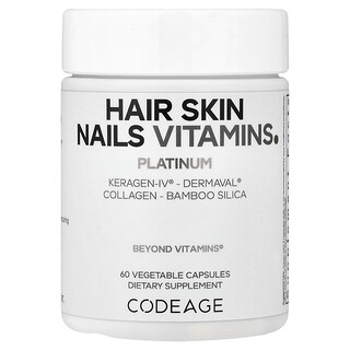 Codeage, 頭髮、皮膚和指甲維生素，鉑金版，60 粒素食膠囊