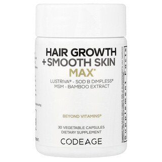 Codeage, 頭髮生長 + 光滑皮膚，加強版，30 粒素食膠囊