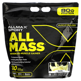 ALLMAX, Sport，All Mass，高級蛋白質粉，香草味，5 磅，2.27 千克（80 盎司）