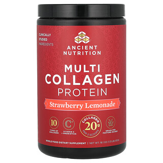 Ancient Nutrition, Multi Collagen Protein Powder, Strawberry Lemonade, 18.9 oz (535 g)