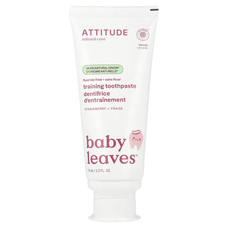 ATTITUDE, 嬰兒，訓練牙膏，無氟，草莓味，2.5 液量盎司（75 毫升）