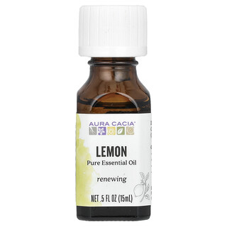 Aura Cacia, 純精油，檸檬，0.5 液量盎司（15 毫升）