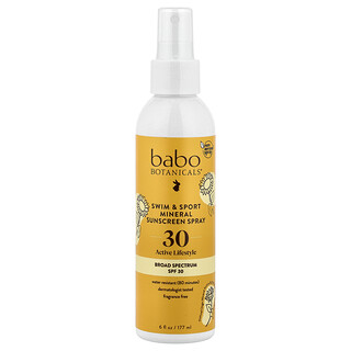 芭葆, 游泳和運動系列，礦物質抗曬噴霧，SPF 30，6 液量盎司（177 毫升）