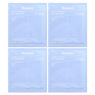 Biodance, Hydro Cera-Nol Real 深層補水美容面膜，4 片，每片 1.19 盎司（34 克）