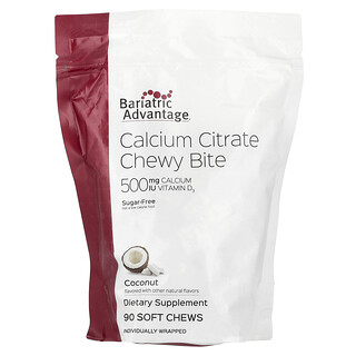 Bariatric Advantage, 耐嚼咬檸檬酸鈣，無糖，椰子味，90 片軟咀嚼片