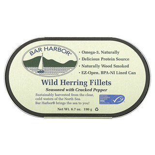 Bar Harbor, Wild Herring Fillets Seasoned with Cracked Pepper，6.7 盎司（190 克）