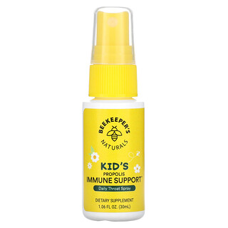 Beekeeper's Naturals, 兒童，蜂膠機體抵抗幫助，日常咽喉噴霧，1.06 液量盎司（30 毫升）