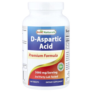 Best Naturals, D-Aspartic Acid, 180 Tablets (750 mg per Tablet)