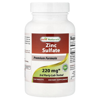 Best Naturals, Zinc Sulfate, 120 Tablets (50 mg per Tablet)