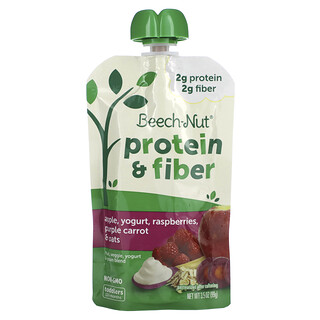 Beech-Nut, 果蔬，酸奶和穀物混合物，蛋白質和纖維，12 個月以上，蘋果、酸奶、樹莓、紫胡蘿卜和燕麥，3.5 盎司（99 克）