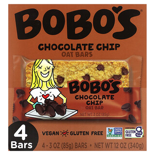 Bobo's Oat Bars, 巧克力碎燕麥棒，4 根，每根 3 盎司（85 克）