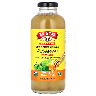 Bragg, Organic Apple Cider Vinegar Refreshers, Prebiotic, Honey & Green Tea, 16 fl oz (473 ml)