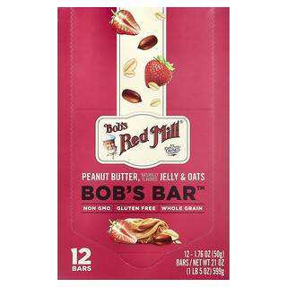 鮑勃紅磨坊, Bob's Bar™，花生醬、果凍和燕麥，12 根，每根 1.76 盎司（50 克）