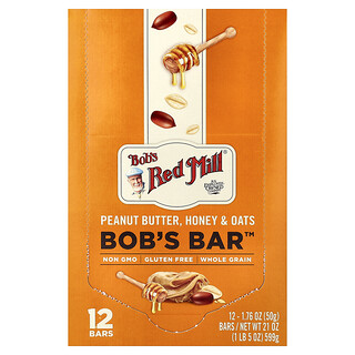 鮑勃紅磨坊, Bob's Bar，花生醬、蜂蜜和燕麥，12 根，每根 1.76 盎司（50 克）