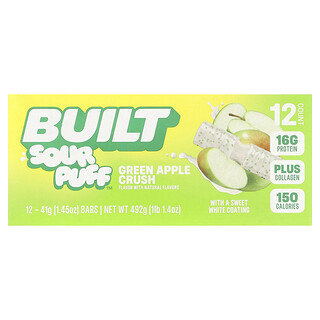 Built, Sour Puff™, Protein Bars, Green Apple Crush, 12 Bars, 1.45 oz (41 g) Each