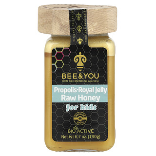 BEE&YOU, 未加工蜂蜜，蜂膠和蜂統領漿，兒童，6.7 盎司（190 克）