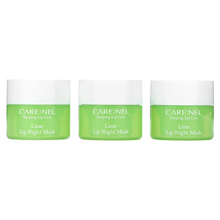 Care:Nel, Lip Night Mask, Lime, 3 Pieces, (5 g) Each