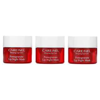 Care:Nel, Lip Night Mask, Pomegranate, 3 Pieces, 5 g Each