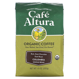 Cafe Altura, 有機咖啡，哥倫比亞，全豆，深度烘焙，10 盎司（283 克）