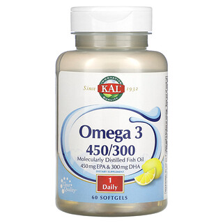KAL, Omega 3 450/300，1280 毫克，60 粒軟膠囊