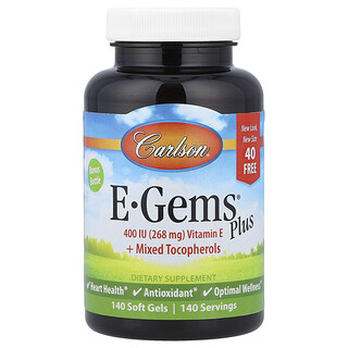 Carlson, E-Gems® Plus，140 粒軟膠囊