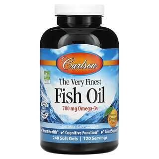 Carlson, 優質魚油，天然橙味，350 毫克，240 粒軟凝膠