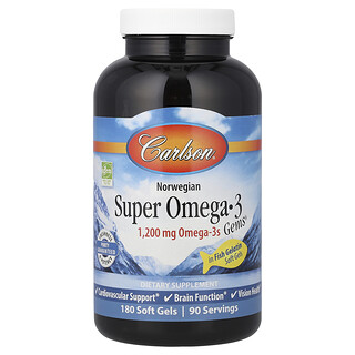 Carlson, 挪威超級 Omega-3 Gems®，180 粒軟膠囊