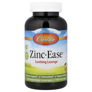 Carlson, Zinc-Ease™ 舒緩含片，天然檸檬味，180 片素食含片（每片 10 毫克）