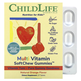 ChildLife Essentials, 多維生素軟糖，天然橙味，27 片