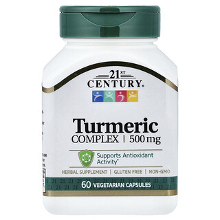 21st Century, 薑黃複合物，500毫克，60粒素食膠囊