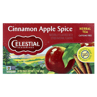 Celestial Seasonings, 草本茶，肉桂蘋果香辛料，無咖啡萃取，20 茶包，1.7 盎司（48 克）