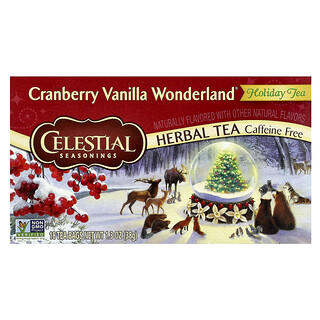 Celestial Seasonings, 假日草本茶，樹莓香草仙境，無咖啡萃取，18 茶包，1.3 盎司（38 克）