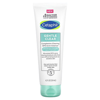 Cetaphil, Gentle Clear，清亮膚色 BPO 痤瘡潔面乳，4.2 液量盎司（124 毫升）