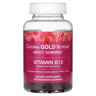 California Gold Nutrition, 維生素 B12 軟糖，天然樹莓味，無明膠，3,000 微克，90 粒（每粒軟糖 1500 微克）