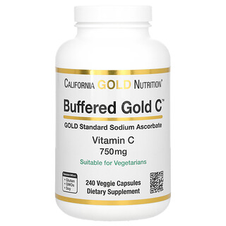 California Gold Nutrition, Buffered Gold C，金標準抗壞血酸鈉（維生素 C）, 750 毫克，240 粒素食膠囊