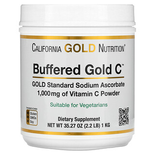 California Gold Nutrition, Buffered Gold C，非酸性維生素 C 粉，抗壞血酸鈉，2.2 lb（1 kg）
