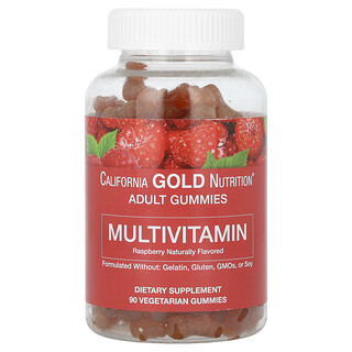 California Gold Nutrition, 成年人多維生素軟糖，天然樹莓味，90 粒素食軟糖