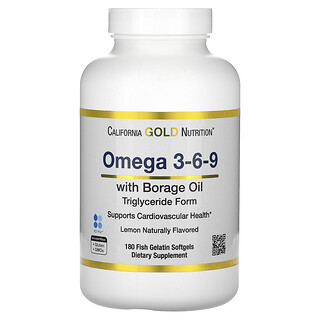 California Gold Nutrition, Omega-3-6-9，挪威甘油三酯，天然檸檬味，180 粒軟凝膠