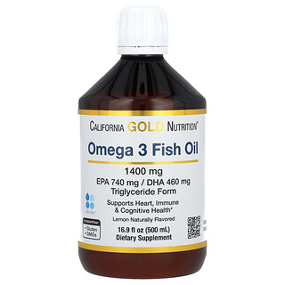 California Gold Nutrition, Omega-3 魚油，挪威甘油三酯，天然檸檬味，16.9 液量盎司（500 毫升）