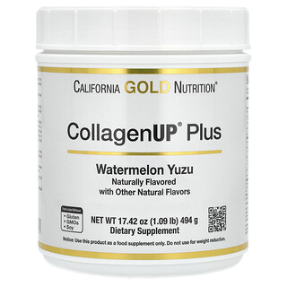 California Gold Nutrition, CollagenUp Plus，水解海洋膠原蛋白肽，含纖維和必需氨基酸，西瓜柚子味，1.09 磅（494 克）
