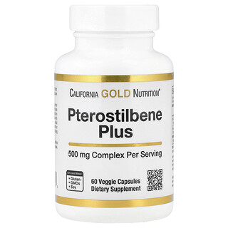 California Gold Nutrition, 含野生藍莓粉的紫檀芪+，60 粒素食膠囊
