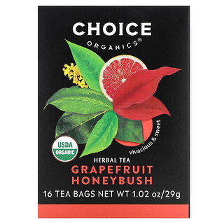 Choice Organic Teas, 葡萄柚蜜樹草本茶，無咖啡萃取，16 茶包，1.02 盎司（29 克）