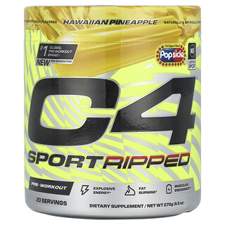 C4 / Cellucor, C4 Sport Ripped，鍛鍊前，冰棒®，夏威夷鳳梨，9.5 盎司（270 克）