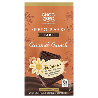 ChocZero, Keto Bark，黑巧克力，焦糖脆，8 根迷你棒，3.2 盎司（90 克）