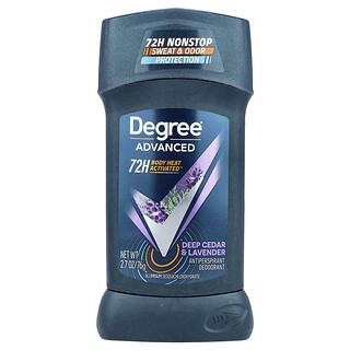 Degree, 高級，72H Body Heat Activated™，止汗淨味劑，深沉雪鬆和薰衣花草香，2.7 盎司（76 克）
