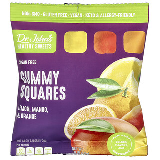 Dr. John's Healthy Sweets, Gummy Squares，無糖，檸檬、芒果和橙子味，1.8 盎司（50 克）