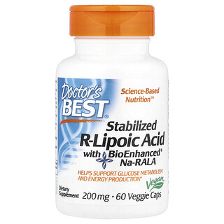 Doctor's Best, 優質穩定的 R-硫辛酸，含 BioEnhanced® Na-RALA，200 微克，60 粒素食膠囊