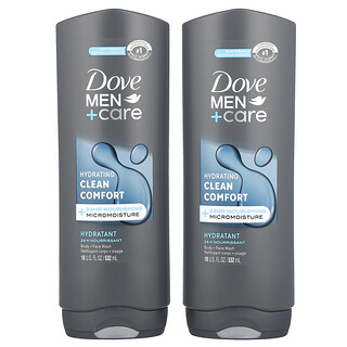 多芬, Men+Care, Clean Comfort, Body and Face Wash, 2 Pack, 18 fl oz (532 ml) Each