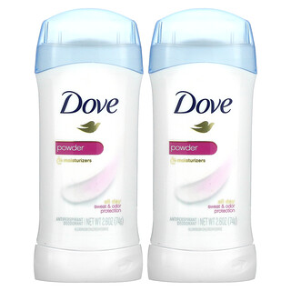 Dove, 隱形固體香體露，粉狀，2 瓶裝，每瓶 2.6 盎司（74 克）